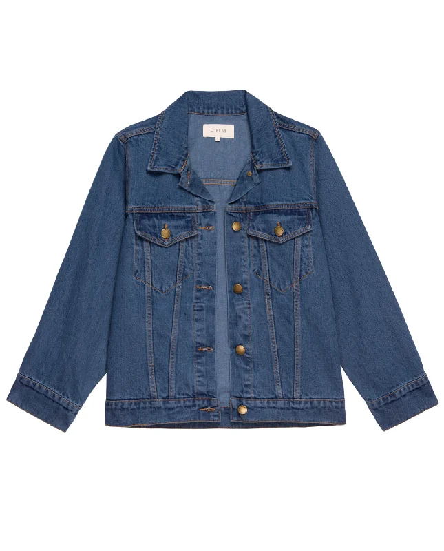 Women’s wrap jackets for cozy layering -The Slouchy Denim Jacket. -- Electric Blue Wash