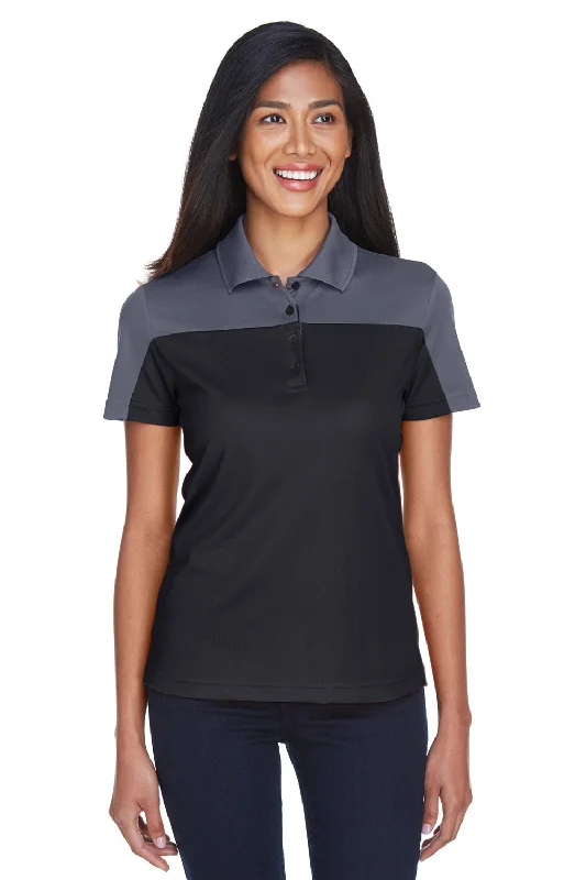 Women’s denim button-up tops for casual chic -Core 365 Womens Balance Performance Moisture Wicking Short Sleeve Polo Shirt - Black/Carbon Grey