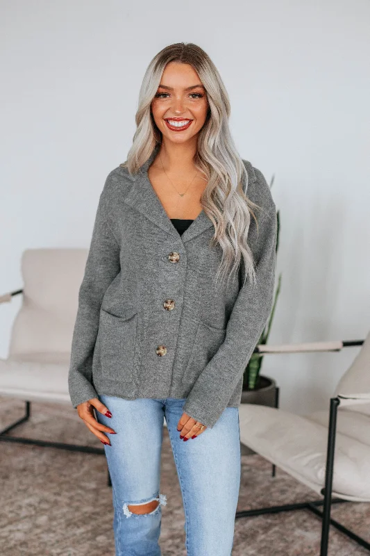 Women’s bomber style jackets for trendy vibe -Tannis Knit Jacket - Heather Grey