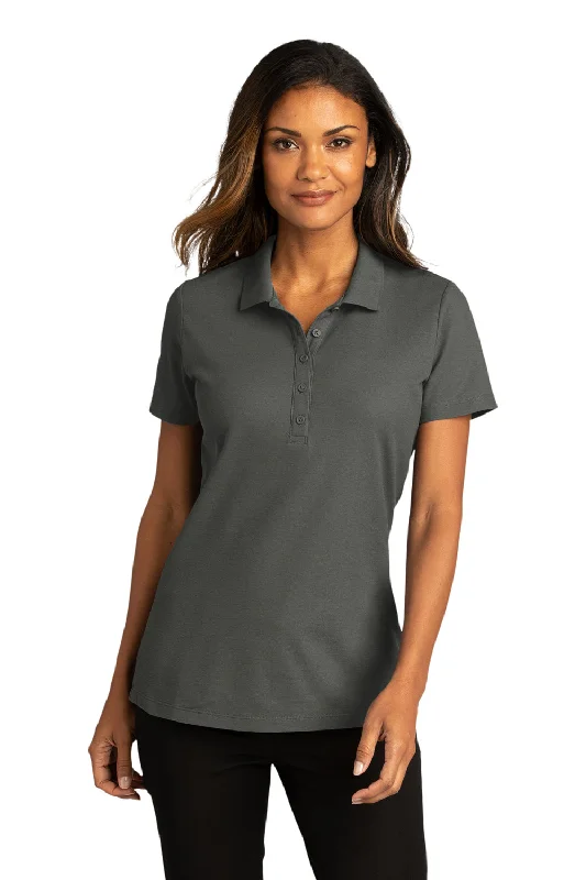 Women’s boatneck tops for classic elegance -Port Authority Womens React SuperPro Snag Resistant Short Sleeve Polo Shirt - Storm Grey