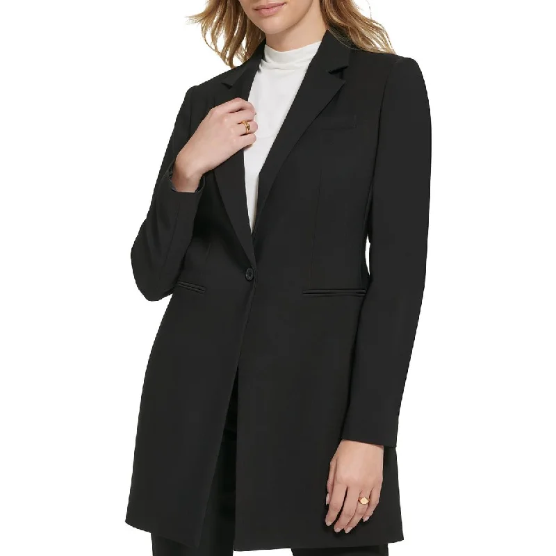 Women’s long-sleeve jackets for layered warmth -Womens Long Office One-Button Blazer