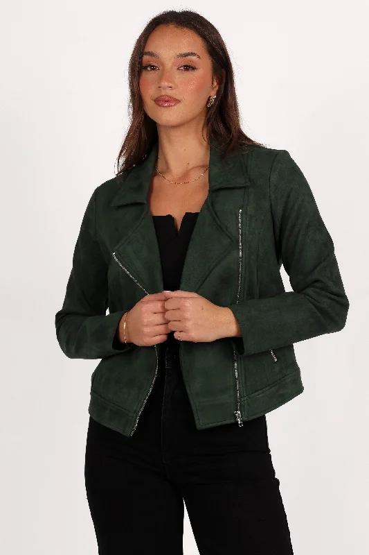 Women’s leather jackets for edgy style -Spencer Faux Suede Moto Jacket - Olive