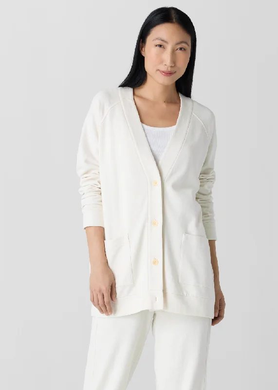 Women’s wool-blend jackets for chilly days -Eileen Fisher - V-neck Long Jacket Long Sleeves