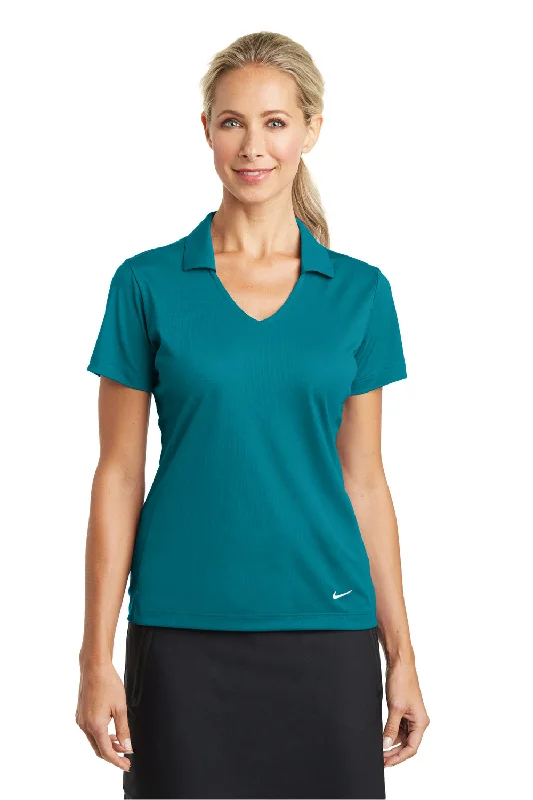 Women’s knitted tops for cozy comfort -Nike Womens Dri-Fit Moisture Wicking Short Sleeve Polo Shirt - Blustery Green