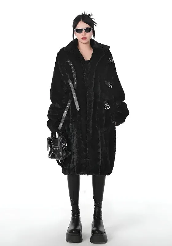 Women’s casual coats for everyday fashion -Gothic Faux Fur Fluffy Long Jacket