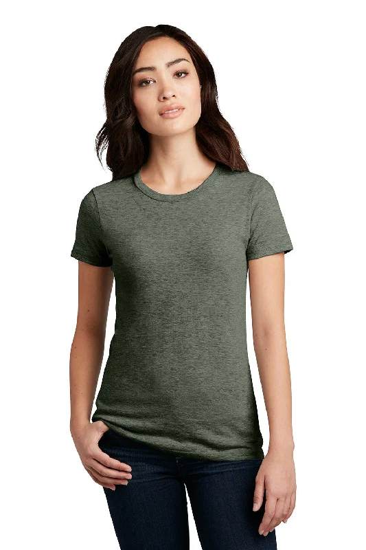 Women’s striped tops for nautical-inspired fashion -District Womens Perfect Blend Short Sleeve Crewneck T-Shirt - Heather Olive Green