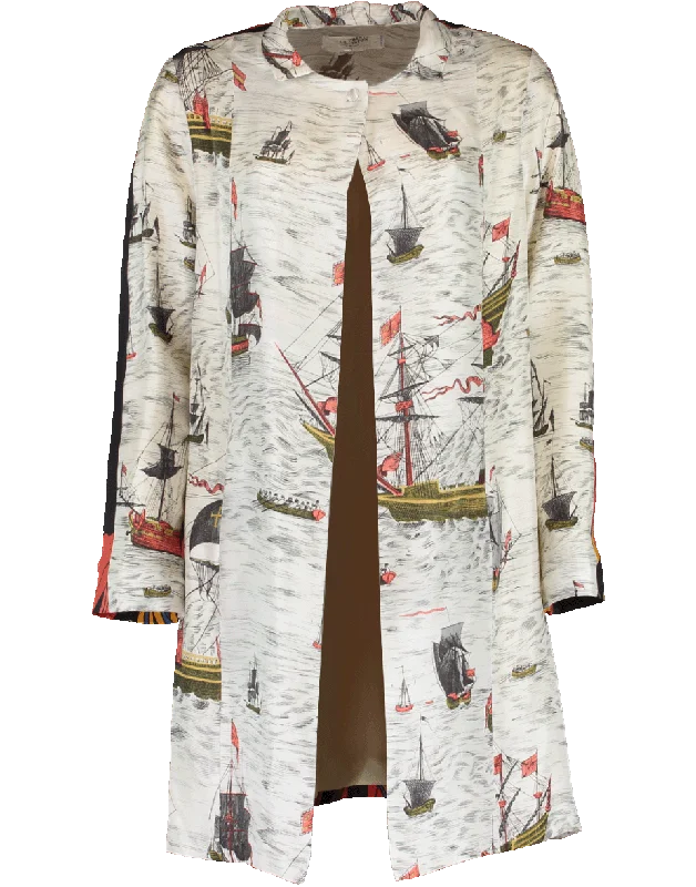 Women’s oversized wool jackets for winter chic -Print Twill Paris Coat