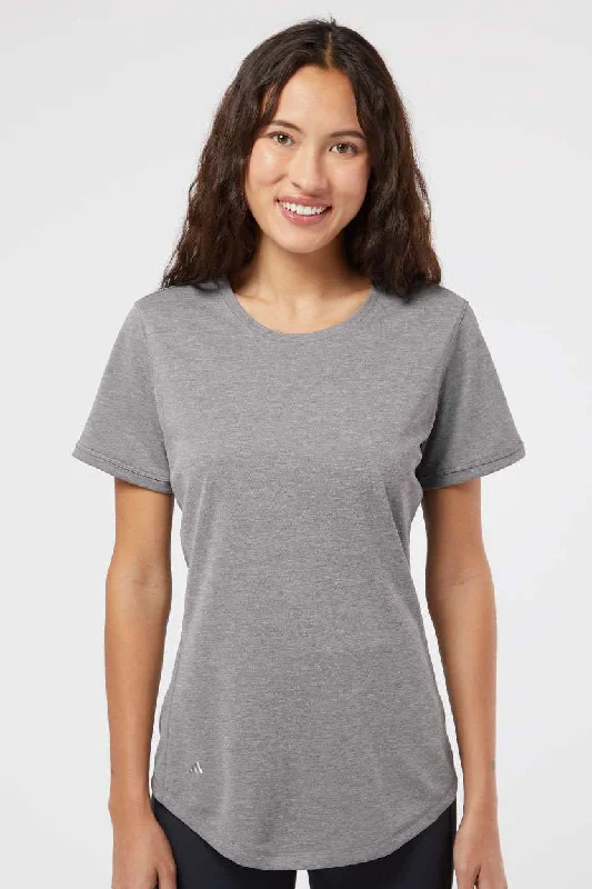 Women’s solid color tops for versatile outfits -Adidas Womens UPF 50+ Short Sleeve Crewneck T-Shirt - Heather Grey