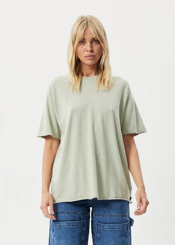 Women’s printed tops for bold fashion -AFENDS Womens Slay - Oversized Tee - Eucalyptus