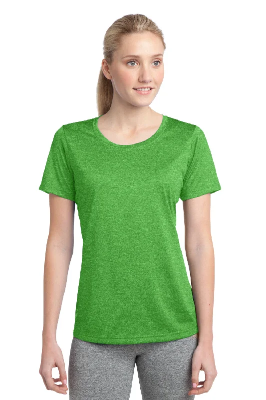 Women’s cotton tops for breathable comfort -Sport-Tek Womens Contender Heather Moisture Wicking Short Sleeve Crewneck T-Shirt - Heather Turf Green - Closeout