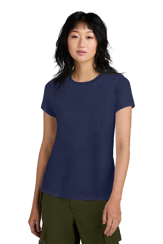 Women’s sheer tops for stylish layering -District Womens Perfect Weight Short Sleeve Crewneck T-Shirt - Tanzanite Blue