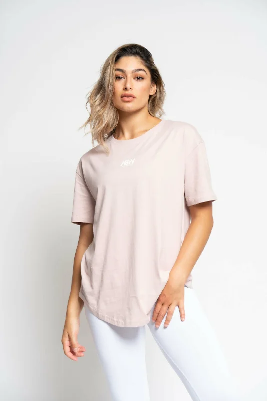 Women’s crew neck tops for simple elegance -Ladies Oversized T-Shirt - Dusty Rose