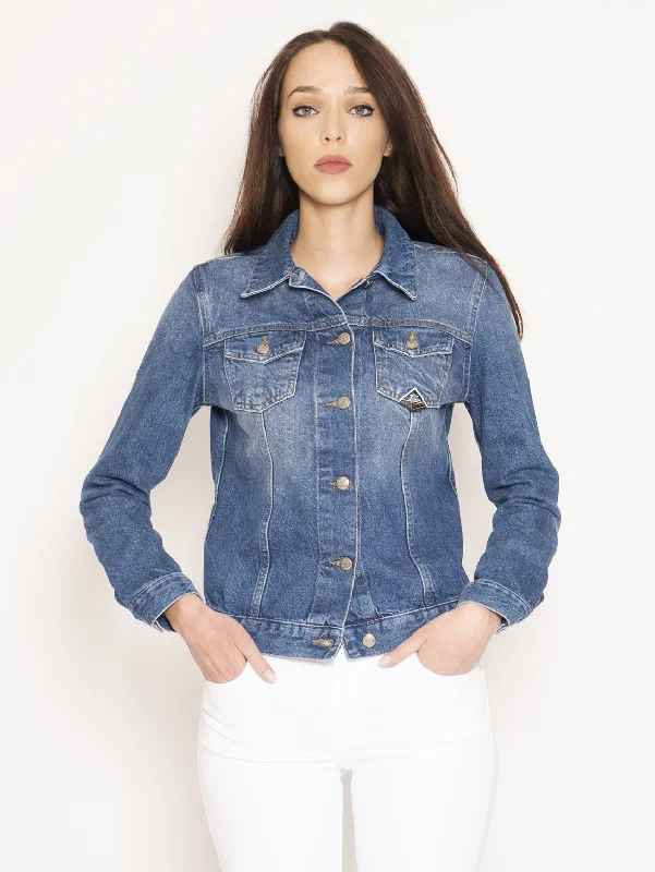 Women’s military jackets for structured look -Giacca in Denim Jacket Ross Denim Hope Blu