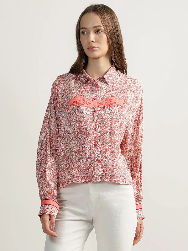 Women’s puff sleeve tops for dramatic flair -Iconic Women Multi Printed Spread Collar Full Sleeves Shirt