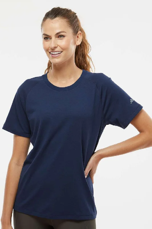 Women’s cold-shoulder tops for trendy fashion -Adidas Womens Short Sleeve Crewneck T-Shirt - Collegiate Navy Blue