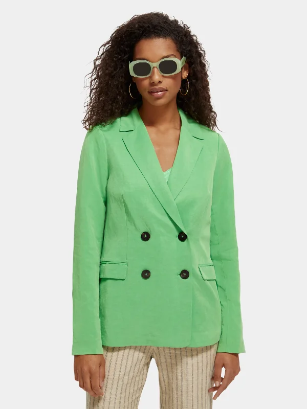 Women’s zip-up jackets for versatile wear -Summer double breasted event blazer