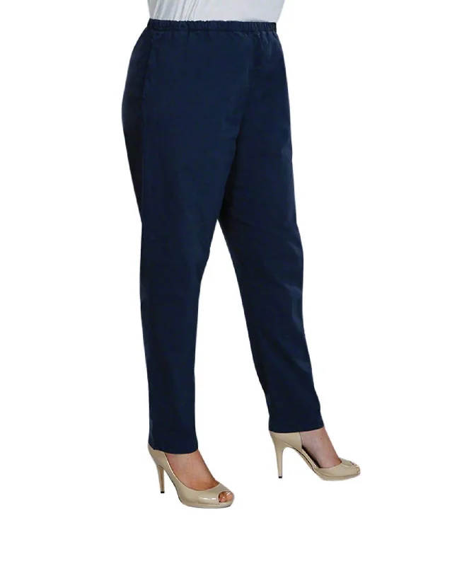 Women’s off-shoulder maxi dresses for relaxed elegance -Women’s boot-cut trousers for classic fashion -Tailored Leg Stretch Cotton Twill Pants - Plus In Navy