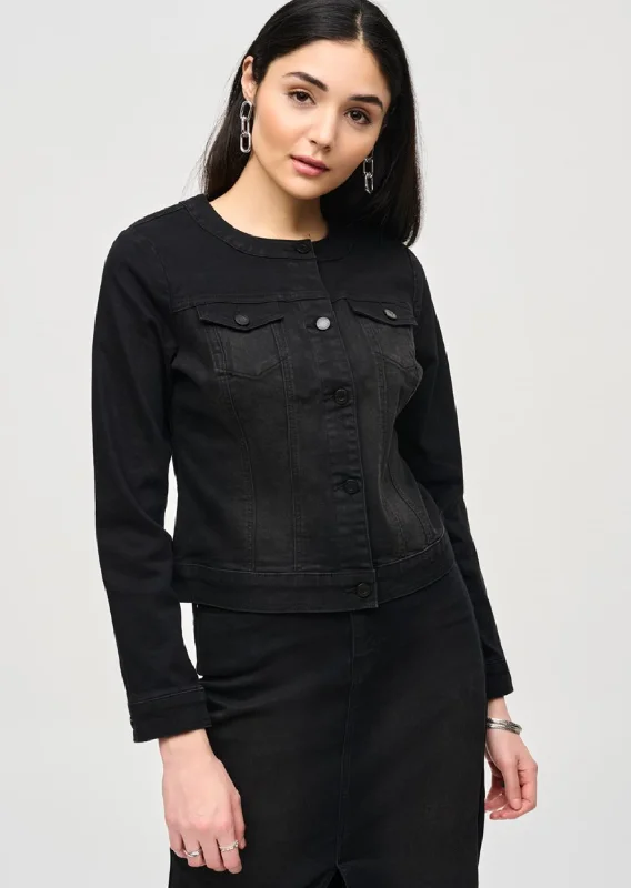 Women’s shawl collar jackets for sophisticated style -Joseph Ribkoff - Fitted Denim Jacket -SALE