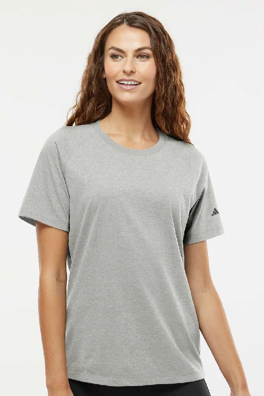 Women’s sweatshirts with prints for stylish casual wear -Adidas Womens Short Sleeve Crewneck T-Shirt - Heather Medium Grey