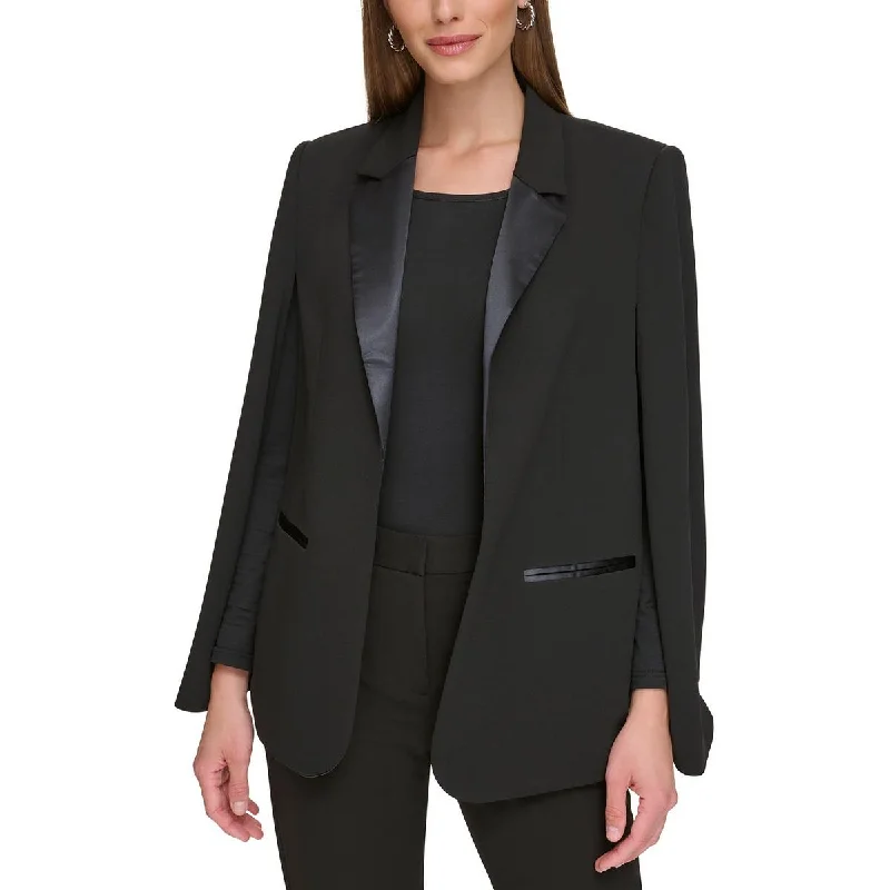 Women’s shawl collar jackets for sophisticated style -Petites Womens Solid Collared Open-Front Blazer