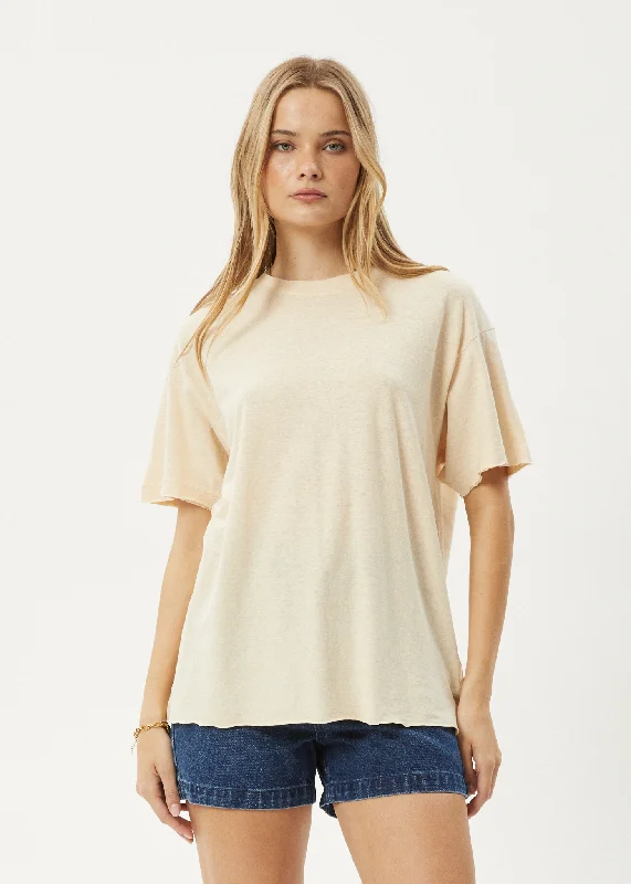 Women’s chiffon blouses for light and airy comfort -AFENDS Womens Slay - Oversized Tee - Sand