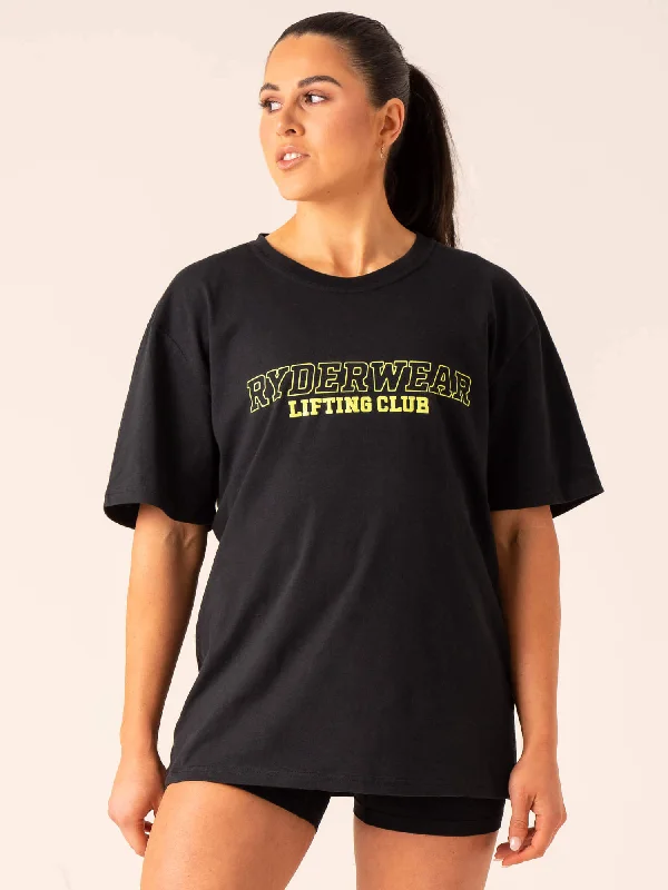 Women’s sheer tops for stylish layering -Lifting Club T-Shirt - Black