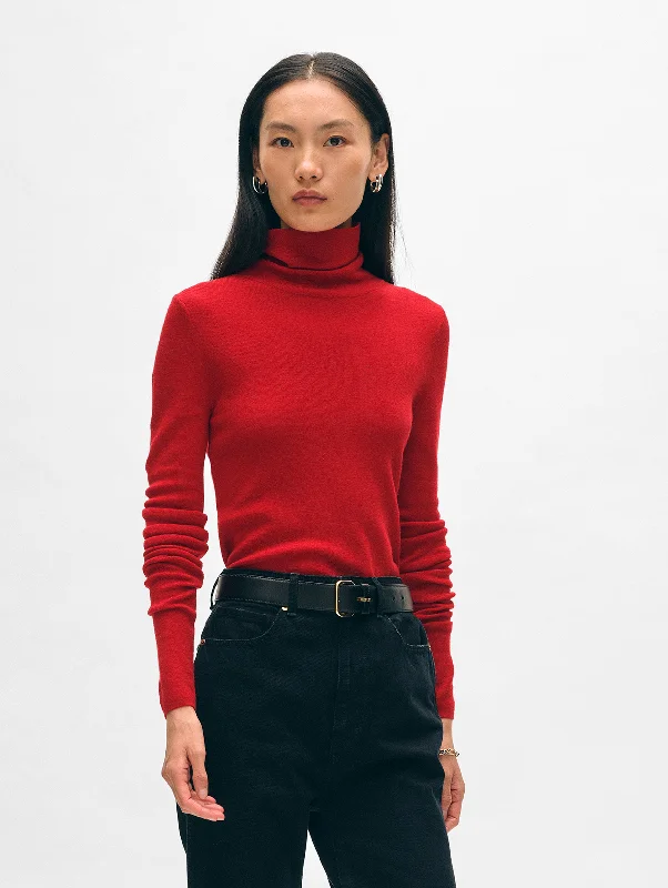 Women’s blouses for workwear elegance -Superfine Merino Fitted Turtleneck