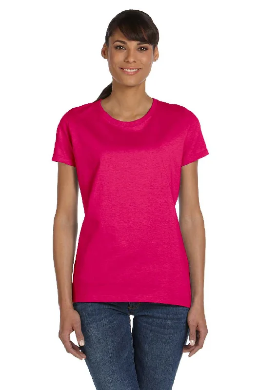 Women’s mesh tops for airy style -Fruit Of The Loom Womens HD Jersey Short Sleeve Crewneck T-Shirt - Cyber Pink - Closeout