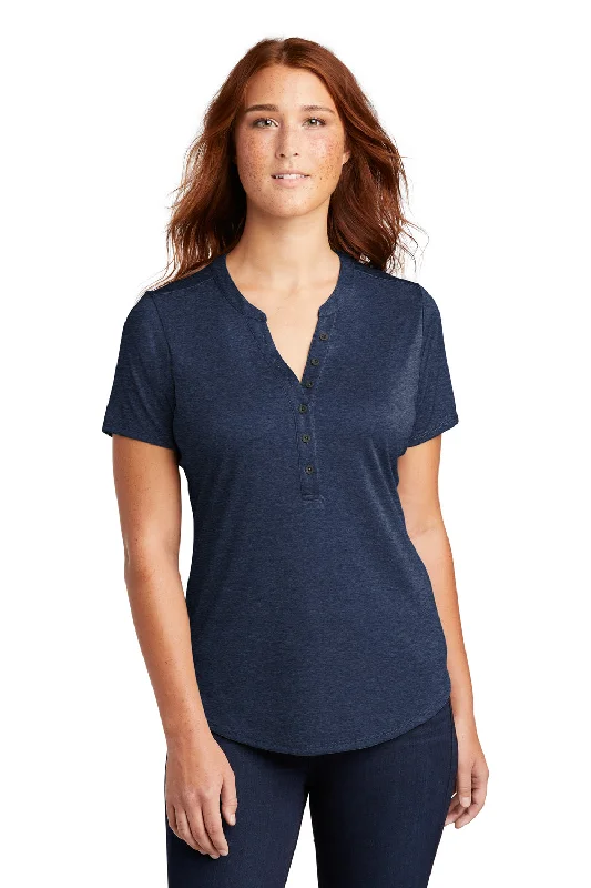 Women’s batwing sleeve tops for relaxed fit -Sport-Tek Womens Endeavor Moisture Wicking Short Sleeve Polo Shirt - Heather Dark Royal Blue