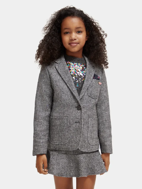 Women’s plaid jackets for classic pattern -Kids - Wool-blend herringbone blazer