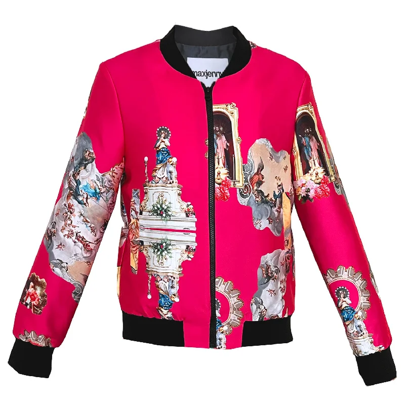 Women’s wrap-around coats for elegant appeal -Unisex bomber jacket sicily hot pink