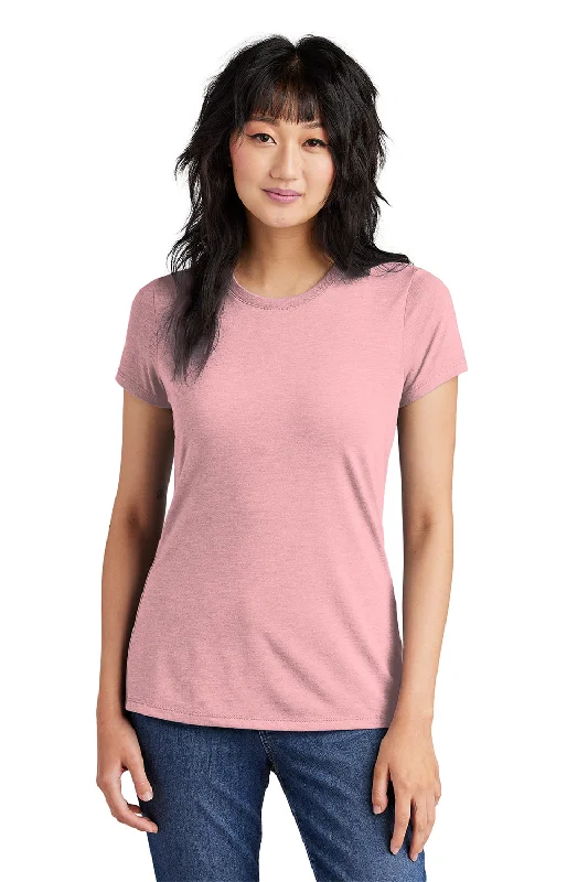 Women’s crossover tops for stylish twist -District Womens Perfect Tri Short Sleeve Crewneck T-Shirt - Heather Wisteria Pink