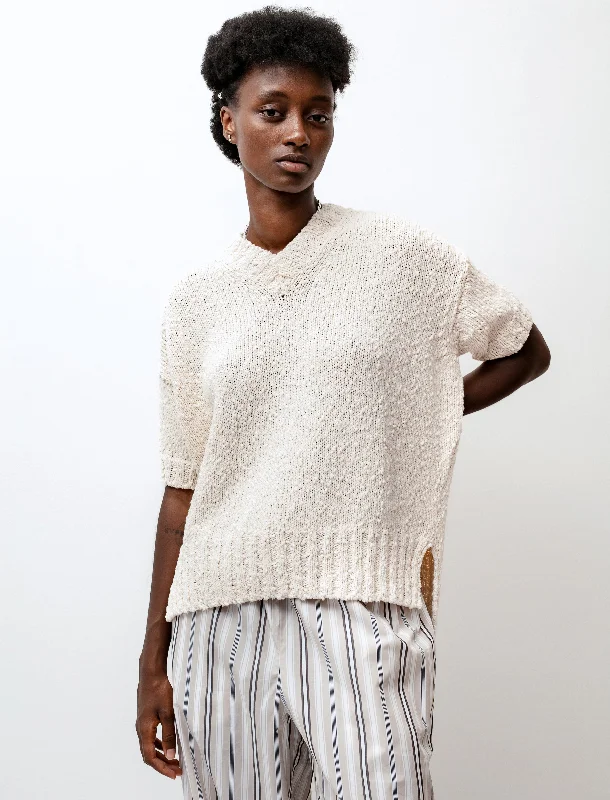 Women’s long-sleeve tops for cooler days -Petalo Knit Top Chalk