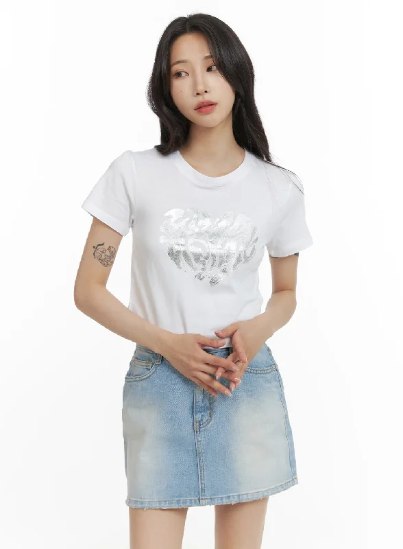 Women’s mesh tops for airy style -Graphic Crop Tee CM426