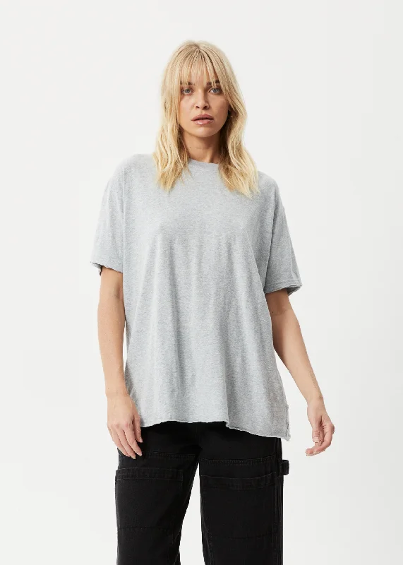 Women’s polo tops for sporty chic -AFENDS Womens Slay - Oversized Tee - Shadow Grey Marle