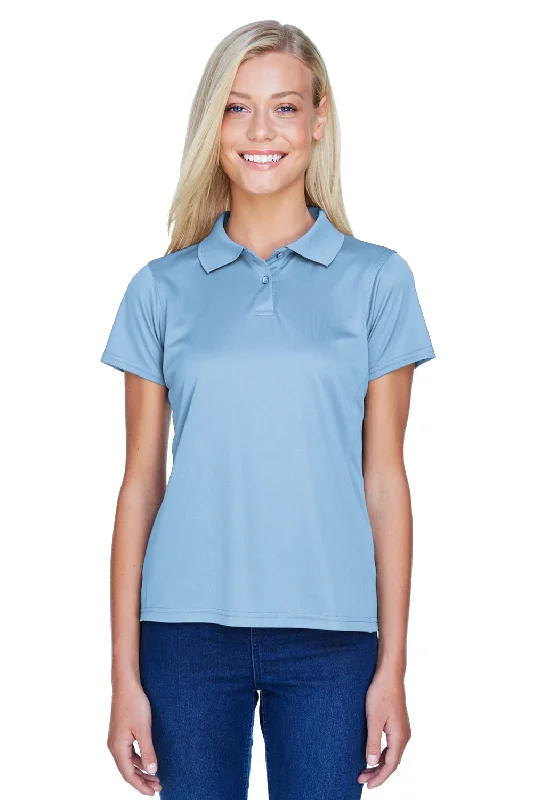 Women’s open-back tops for trendy vibe -Harriton Womens Polytech Moisture Wicking Short Sleeve Polo Shirt - Light Blue