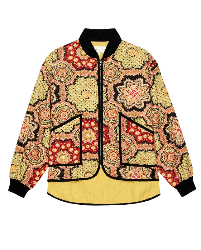 Women’s wrap coats for flattering fit -The Quilted Jacket. -- Patchwork Print