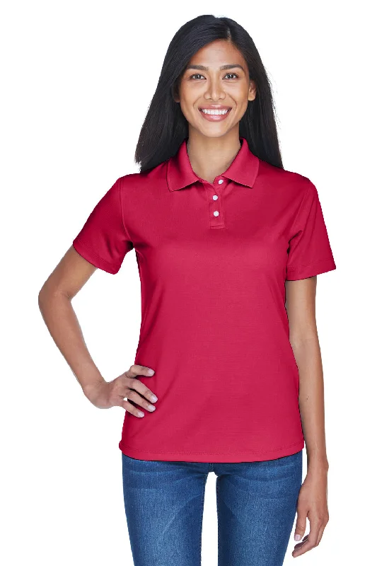 Women’s boatneck tops for classic elegance -UltraClub Womens Cool & Dry Performance Moisture Wicking Short Sleeve Polo Shirt - Cardinal Red