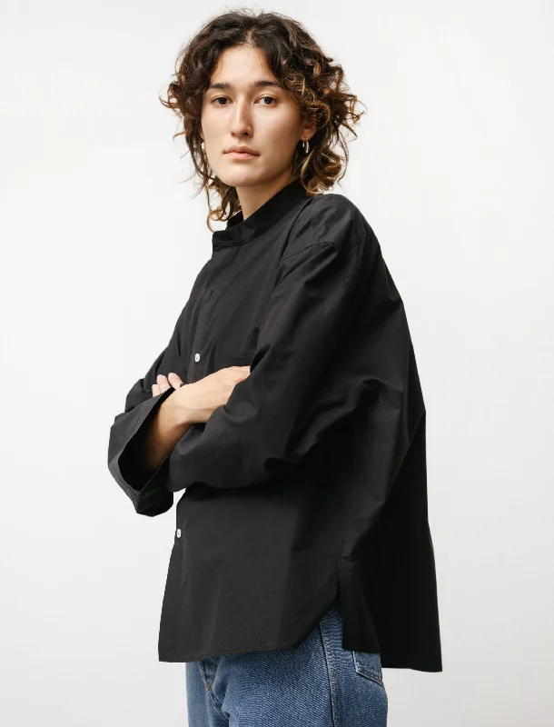 Women’s asymmetrical tops for modern fashion -Japanese Dry Cotton Pyjama Shirt Black