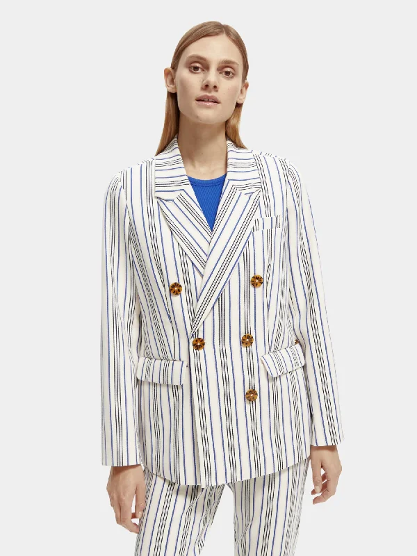 Women’s cargo jackets for utility style -Double-breasted striped blazer