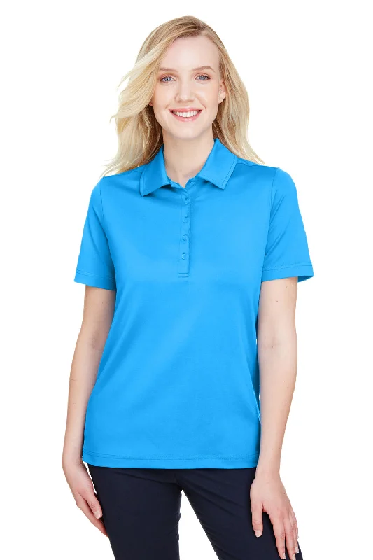 Women’s basic tops for everyday wardrobe -Devon & Jones Womens CrownLux Range Flex Performance Moisture Wicking Short Sleeve Polo Shirt - Ocean Blue