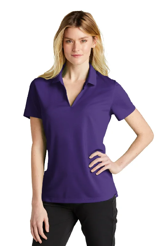 Women’s pleated tops for structured fashion -Nike Womens Dri-Fit Moisture Wicking Micro Pique 2.0 Short Sleeve Polo Shirt - Court Purple