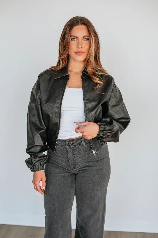 Women’s down jackets for lightweight warmth -Tove Leather Jacket