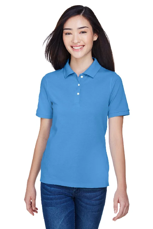 Women’s puffy sleeve tops for playful look -Harriton Womens Easy Blend Wrinkle Resistant Short Sleeve Polo Shirt - Nautical Blue