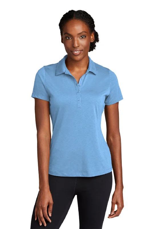 Women’s textured knit tops for stylish comfort -Sport-Tek Womens Strive Moisture Wicking Short Sleeve Polo Shirt - Carolina Blue