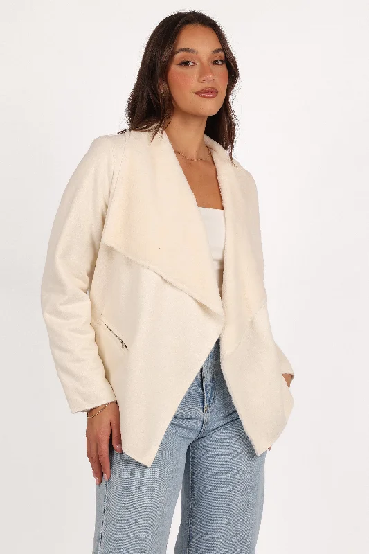 Women’s military jackets for structured look -Lopez Faux Sherling Jacket - Cream