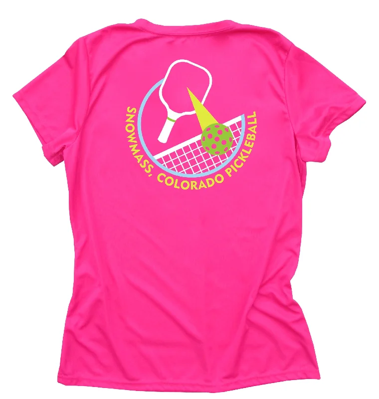 Women’s bell sleeve tops for dramatic look -Snowmass Colorado Pickleball Performance Ladies T-Shirt - Design 3