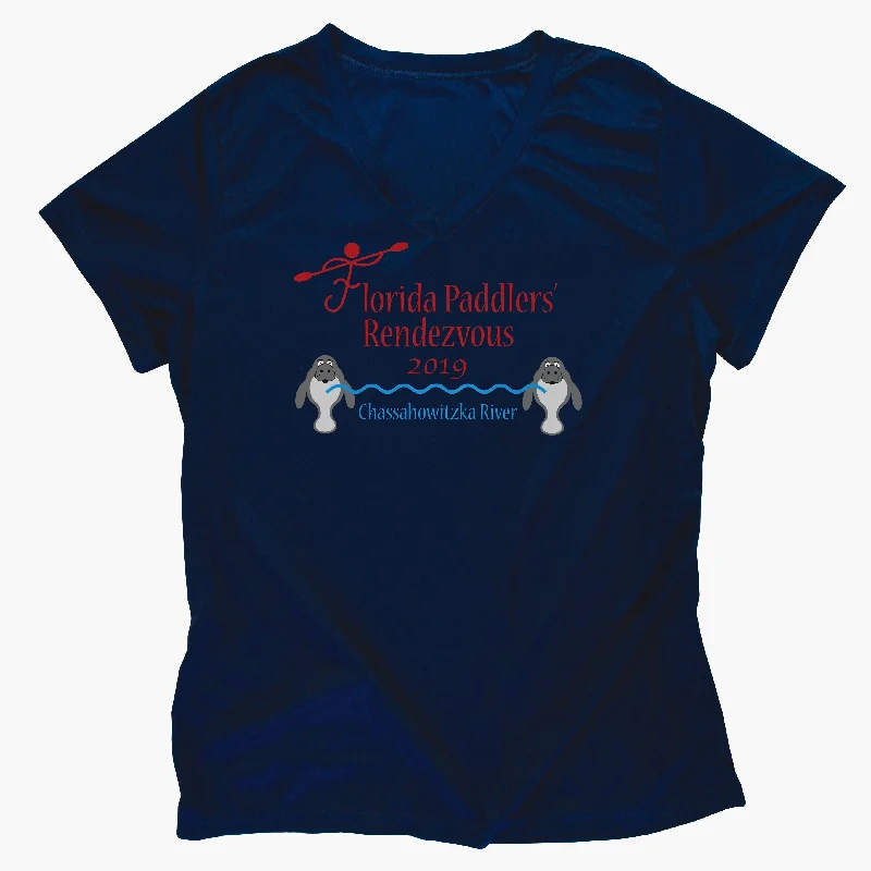 Women’s v-neck tops for casual elegance -2019 Official Florida Paddlers Rendezvous Ladies Performance T-Shirt