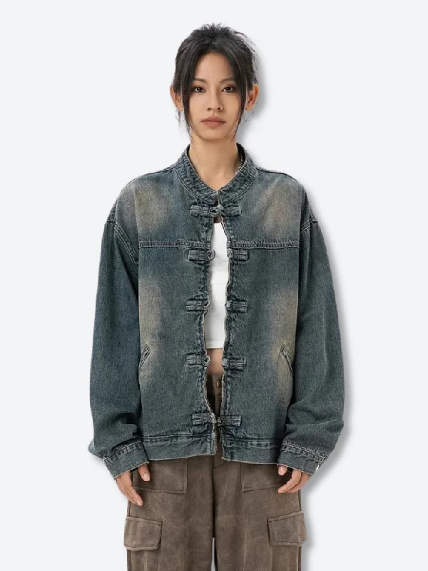 Women’s pea coats for classic style -Distressed Denim Jacket