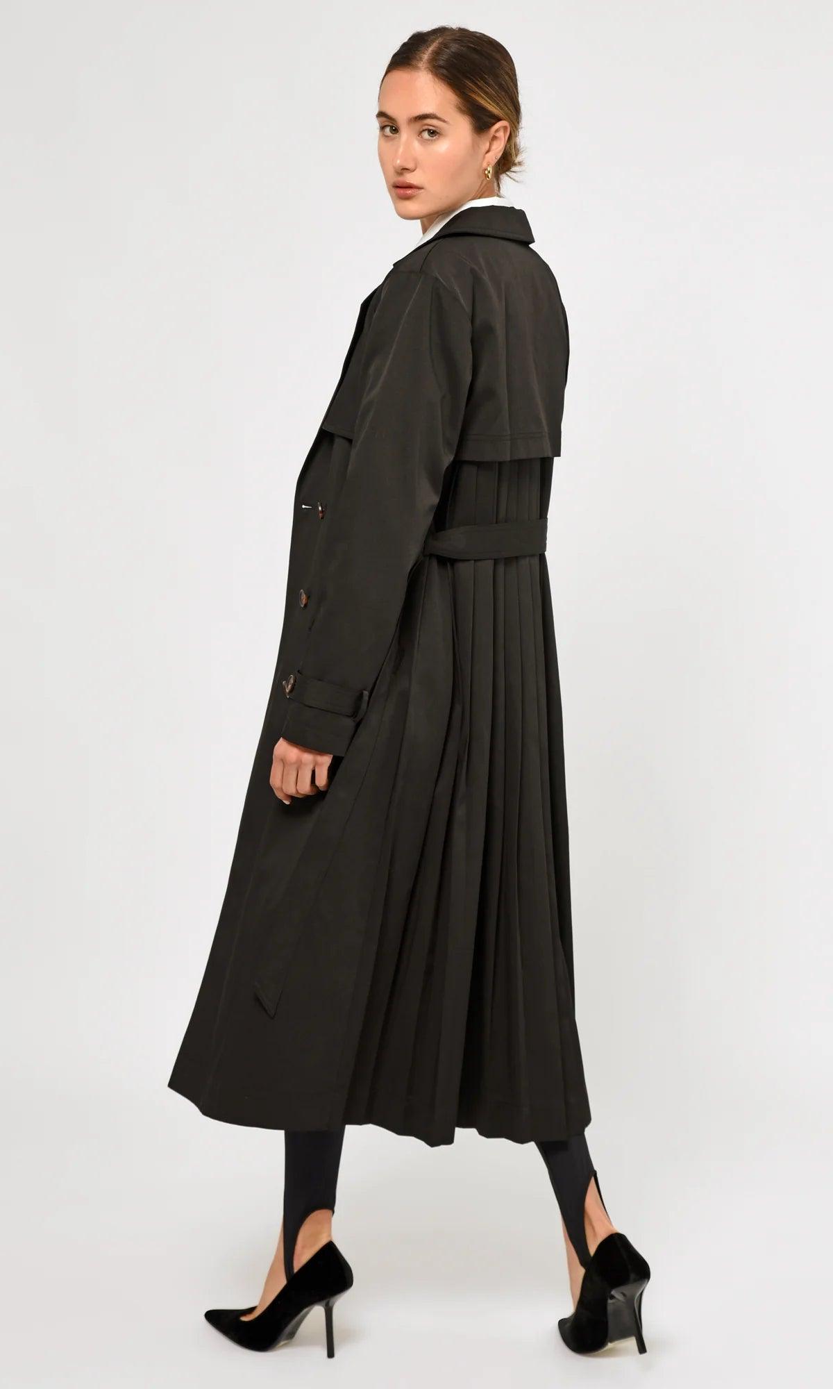 Women’s cashmere coats for luxury warmth -Tiana Pleated Trench Coat